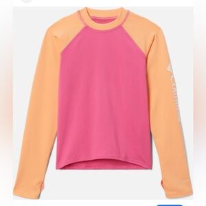NWT Columbia Girls Rashguard / Sandy Shores Long‎ Sleeve Sunguard Pink / Peach